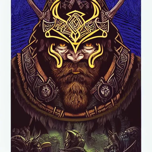 Prompt: barong family member, viking warrior, viking beard, mammoth, wiwek, mara demon, one single tribe member, jungle, one single mask, dark, ancient warrior, tribal, inner glow, art by dan mumford and justin gerard