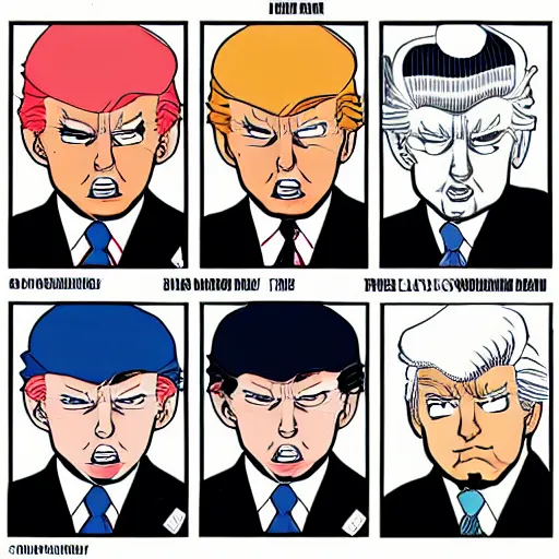 Image similar to donald trump in the style of yusuke murata