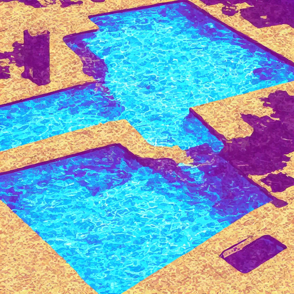 Prompt: a swimming pool filled with grape juice, digital art
