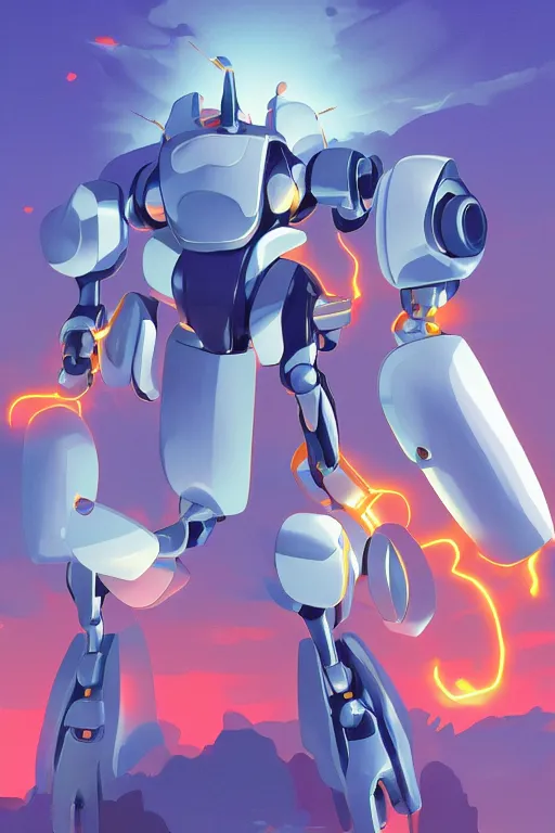 Image similar to metabots medabots medarotto medarot robot minimalist comics, behance hd by jesper ejsing, by rhads, makoto shinkai and lois van baarle, ilya kuvshinov, rossdraws global illumination ray tracing hdr radiating a glowing aura