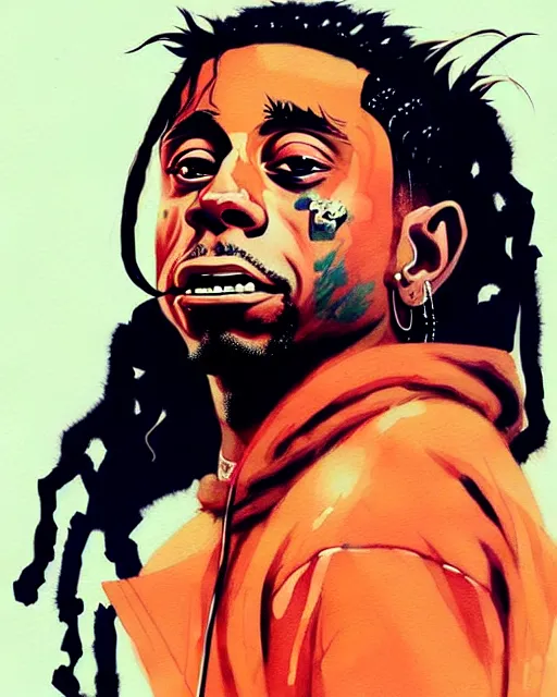 Image similar to a ultradetailed beautiful panting of lil wayne, by conrad roset, greg rutkowski and makoto shinkai, trending on artstation