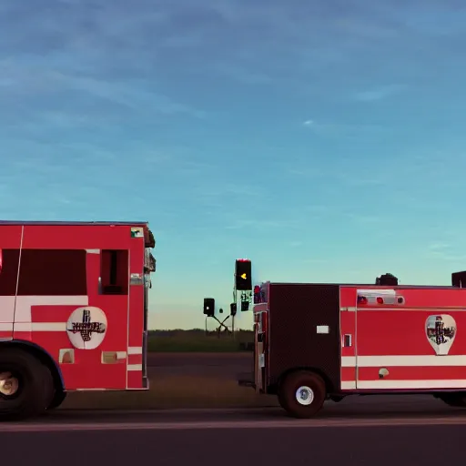 Image similar to mozzarella stick stealing a ambulance, sunset, 4 k photo, cinematic lighting,