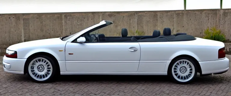 Image similar to Casablanca White Audi A4 B6 Avant Convertible (2002), red leather interior, created by Barclay Shaw