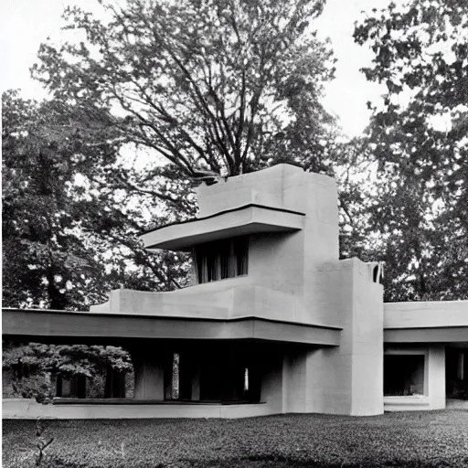 Image similar to frank lloyd wright, black and white photo