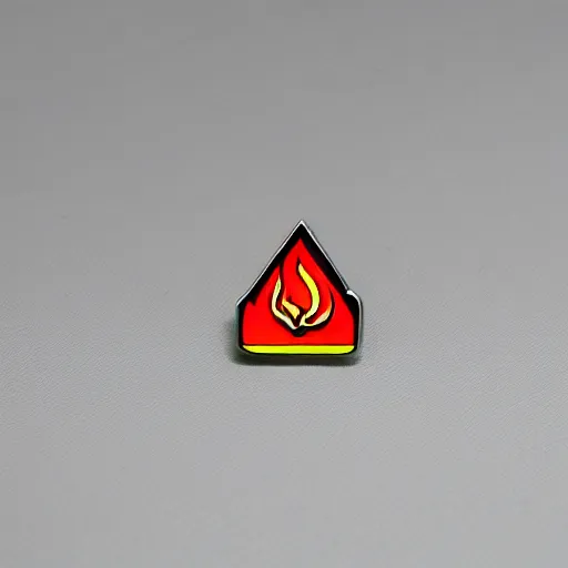 Prompt: a photo of a retro 8 0 s minimalistic simple clean fire warning enamel pin, no text, studio lighting, behance