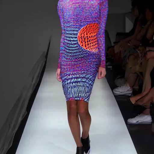 Image similar to woman wearing a cup ramen dress designed by issey miyake