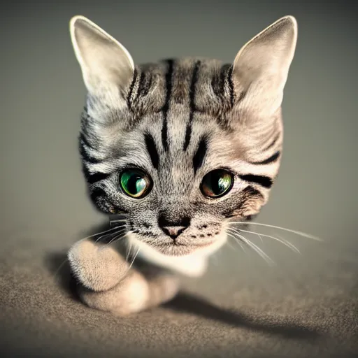 Image similar to award winning photo of the worlds smallest cat digital art , trending on artstation , 4k