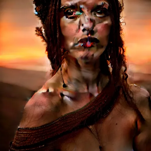 Image similar to photographic portrait of a stunningly beautiful renaissance female with celtic tribal makeup in soft dreamy light at sunset, contemporary fashion shoot, by edward robert hughes, annie leibovitz and steve mccurry, david lazar, jimmy nelsson, breathtaking, 8 k resolution, extremely detailed, beautiful, establishing shot, artistic, hyperrealistic, beautiful face, octane render