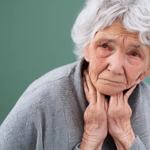 Image similar to an old woman is sitting and waiting for a doctor