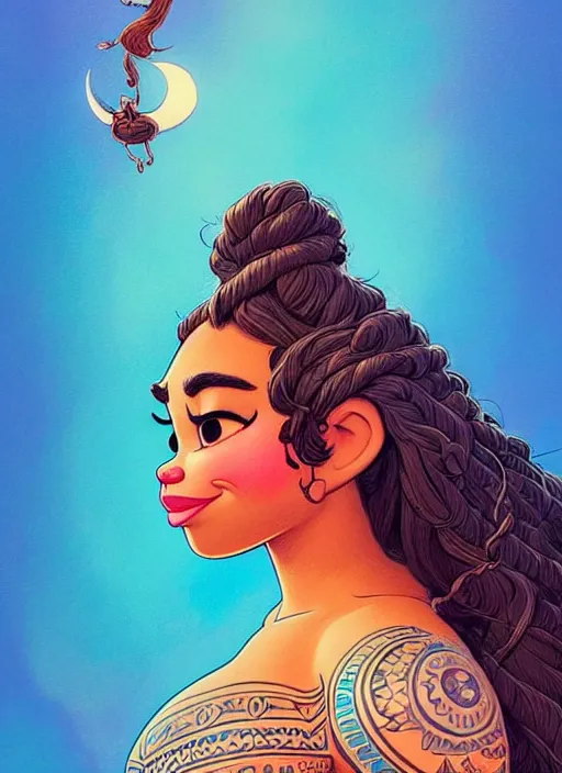 Image similar to highly detailed portrait of disney's moana, magnificent, photographic realistic background, by james gilleard, by joe fenton, by kaethe butcher, trending on instagram, award winning details