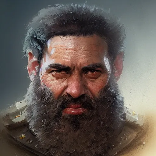 Image similar to a portrait of army dwarf, intricate, headshot, highly detailed, digital painting, artstation, concept art, sharp focus, cinematic lighting, illustration, art by greg rutkowski, cgsociety