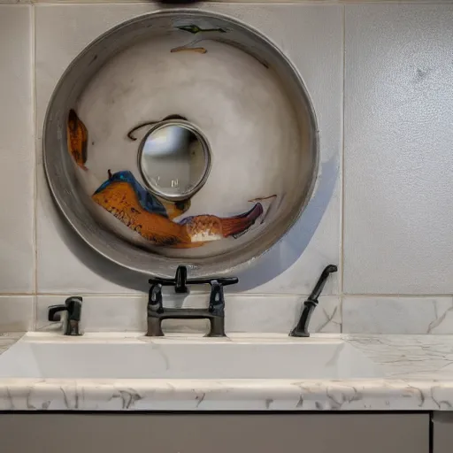 Image similar to photograph of a sink themed after jar jar binks, 4 k, high detail, high - resolution photograph, professional photography, ultra - detail