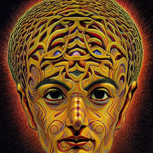 Prompt: beautiful god heads, alex gray