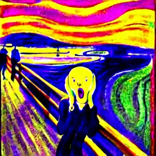 Image similar to painting of the scream, by lisa frank