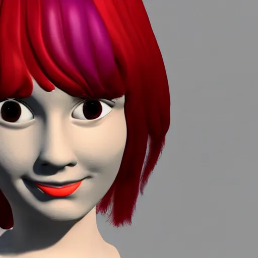 Image similar to suzanne from blender 3 d with colourful hair