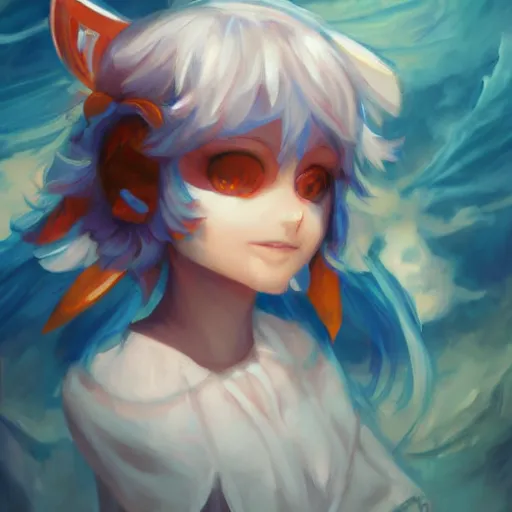 Image similar to cirno from touhou, by ross tran, oil on canvas