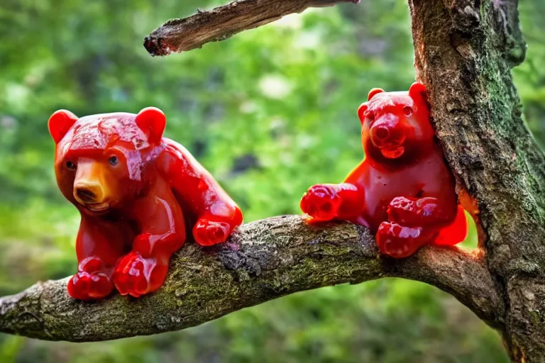 Image similar to wild gummy bears, nature photography, national geographic, cinematic lighting