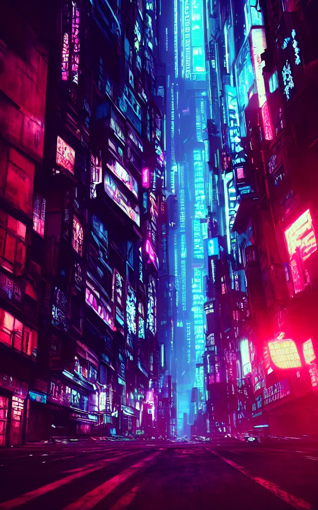 Image similar to concept art of a magnificent dark neon futuristic cyberpunk city bustling street at night cyberart by liam wong in the film akira rendered in octane, 3 d render, trending on cgsociety, blender 3 d