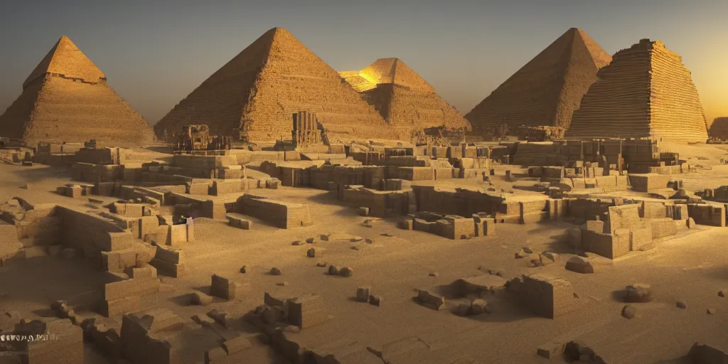 Image similar to the great temple of an egyptian pharaoh, art by kotaro chiba, volumetric lighting, epic composition