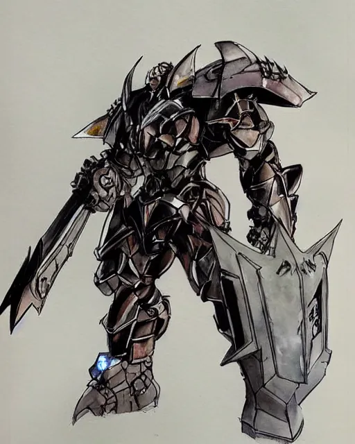 Prompt: Goliath Paladin, drawn by Yoji Shinkawa, water color, Dungeons and Dragons, Wizards of the Coast