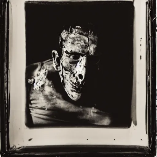 Image similar to black and white photograph the burned man tightly wrapped in linen portrait dramatic lighting by Walker Evans