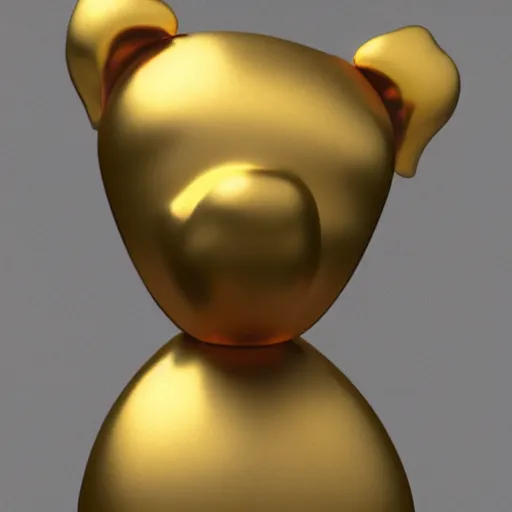 Prompt: 3D render of a Gold balloon dog, white background, art by artgerm