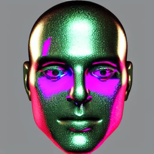 Image similar to a 3d human head made up of shiny holograms