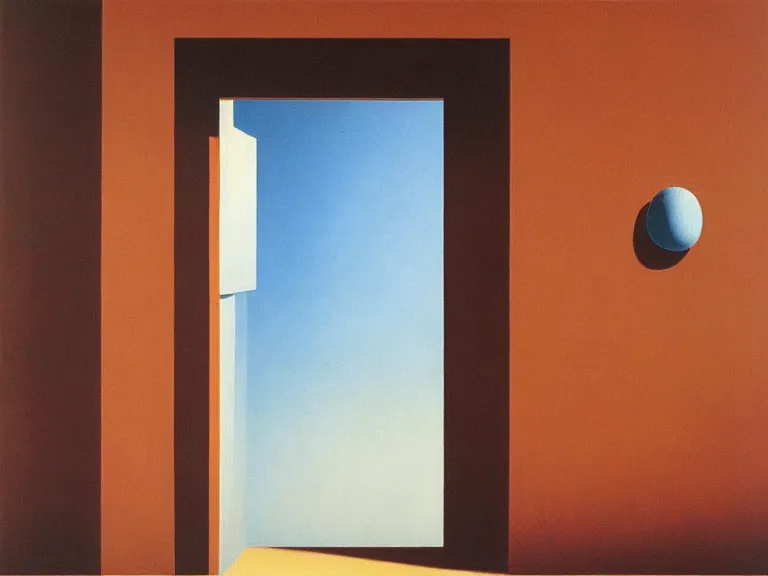 Image similar to a door to nothingness, painting by rene magritte, high detail, high resolution