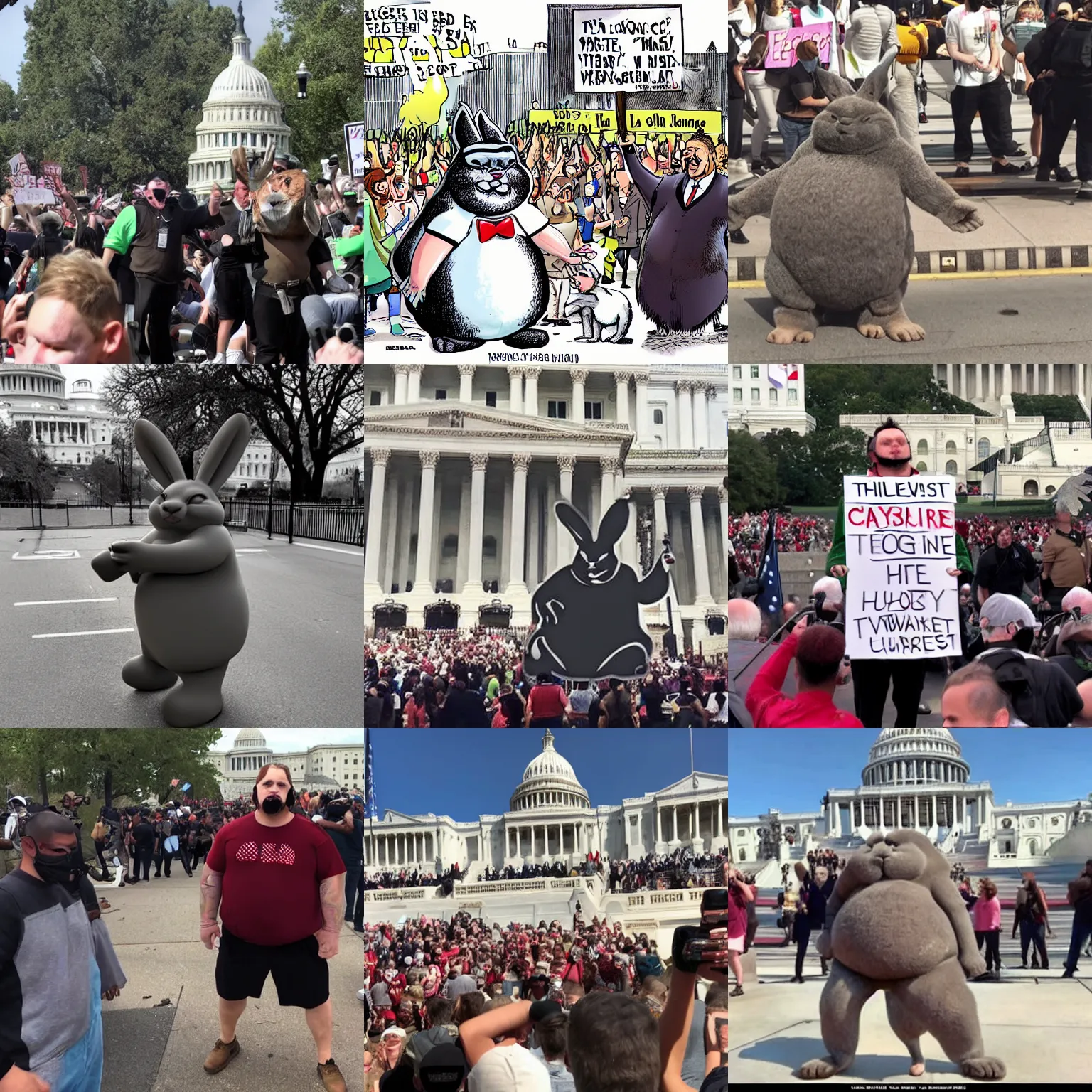 Prompt: big chungus at the capitol riots