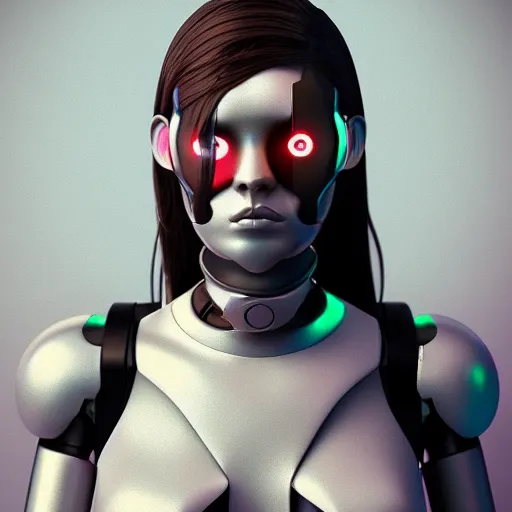 Prompt: cyborg girl by jose olmos, full shot, octane render, arstation, no blur