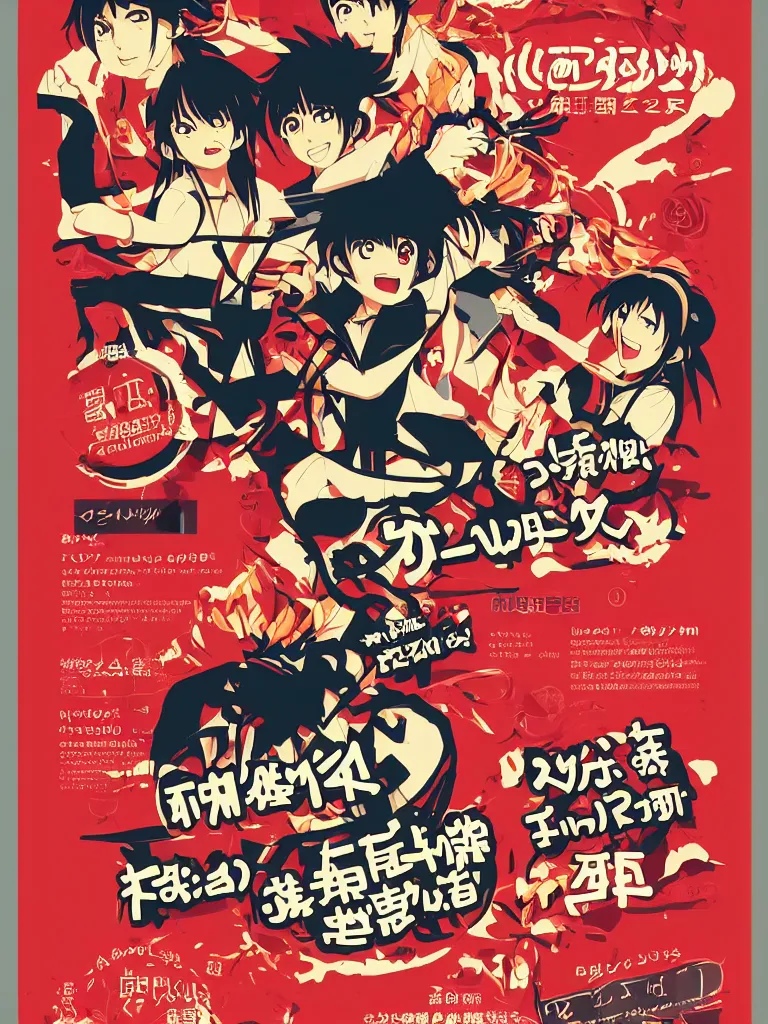 Image similar to poster advertisement for a restaurant, japanese anime graphics illustration, stylish typography