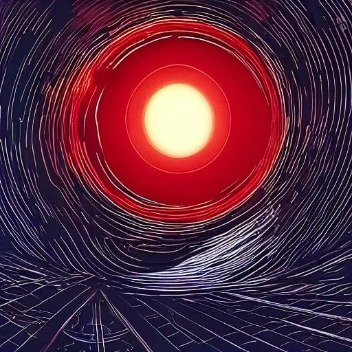 Image similar to A beautiful computer art of a black hole consuming a star. in Ancient Egypt by Syd Mead blocks