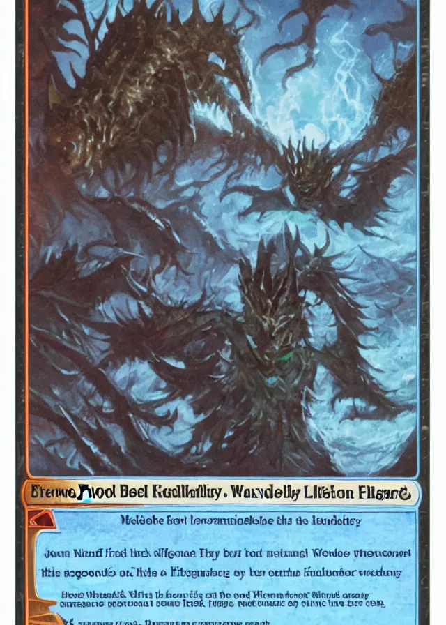 Image similar to flood warden. magic the gathering card. full mtg card