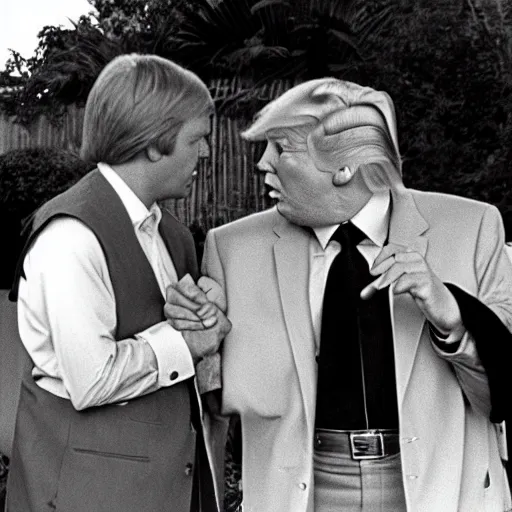 Prompt: Donald trump meets Shaggy from Scooby Doo (1969)