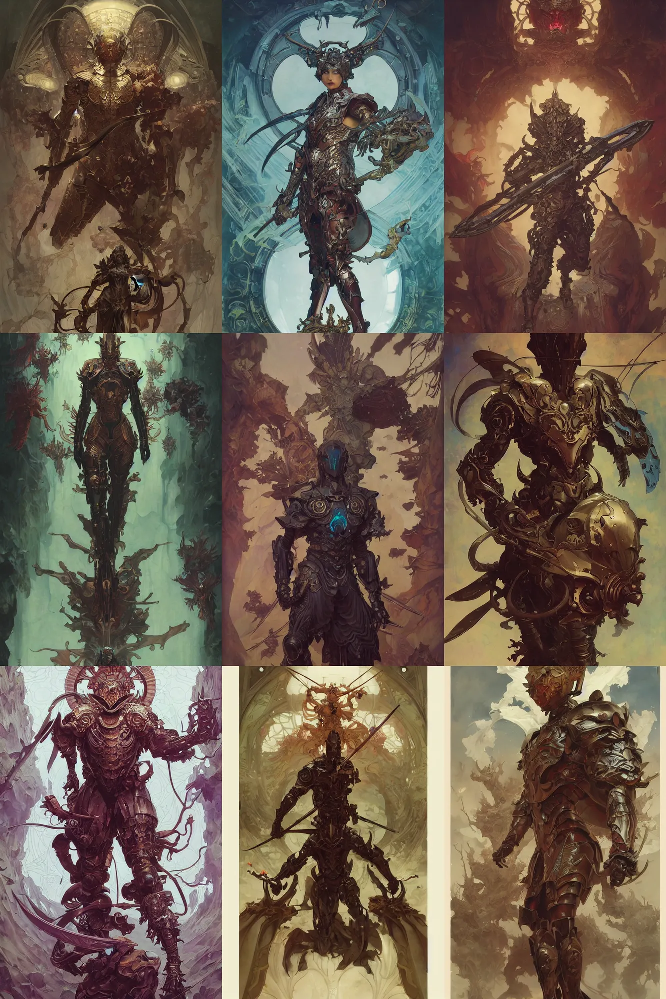 Prompt: male diabolical full body organic armor, fantasy, art by joseph leyendecker, peter mohrbacher, ruan jia, marc simonetti, ayami kojima, cedric peyravernay, alphonse mucha, victo ngai