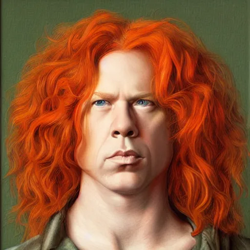 Prompt: Pre-Raphaelite portrait of American Actor Carrot Top, Artgerm