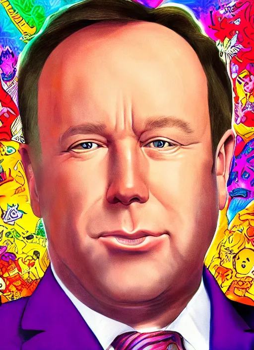 Image similar to alex jones by lisa frank and Zbigniew Brzezinski