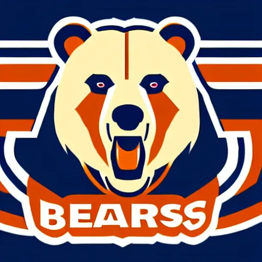 Image similar to A logo for the Bears sports team with a bear mascot grasping a Rugby Union football, vectorised, graphic design, NFL, NBA