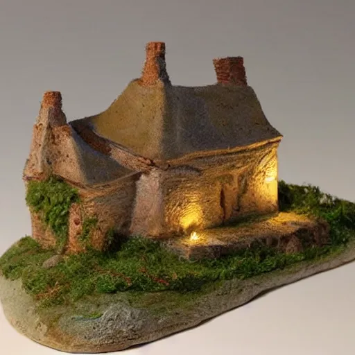 Image similar to minature 1 8 0 0 s france village sculpted in the style of george tsougkouzidis, clay, sculpture, portrait lighting