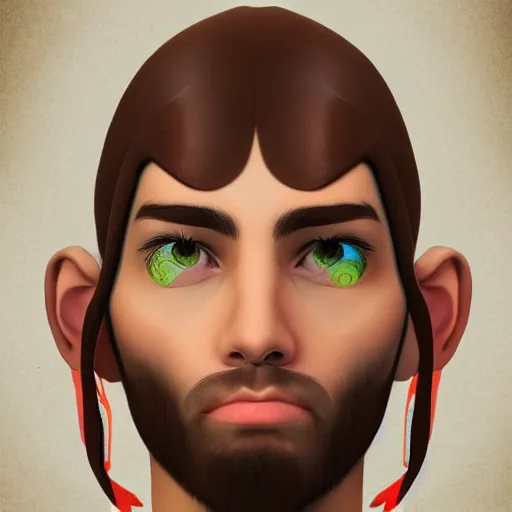 Prompt: portrait from a gay handsome masculine bearded alien man, trending on artstation