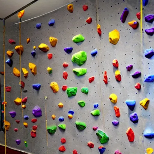 Prompt: a beautiful rock climbing wall made out of rock candy