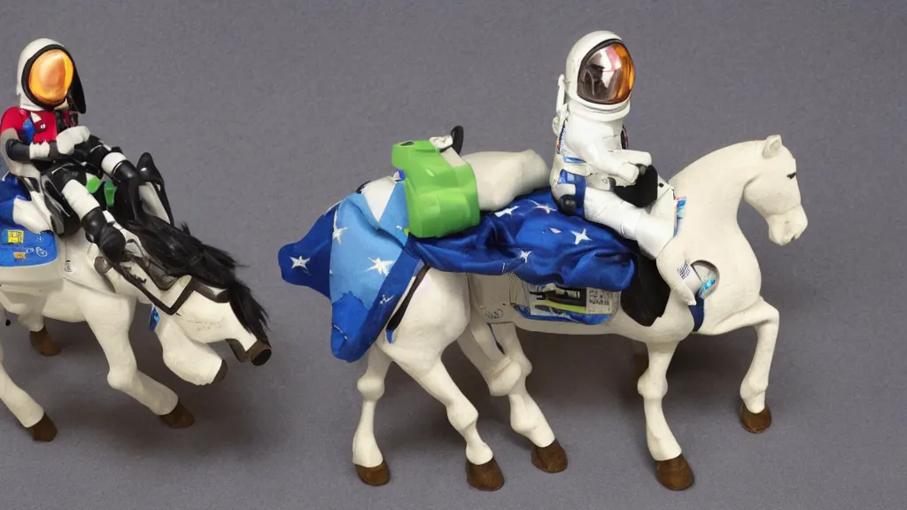 Prompt: a horse on an astronaut, a horse riding an astronaut, horse on top, instruction manual