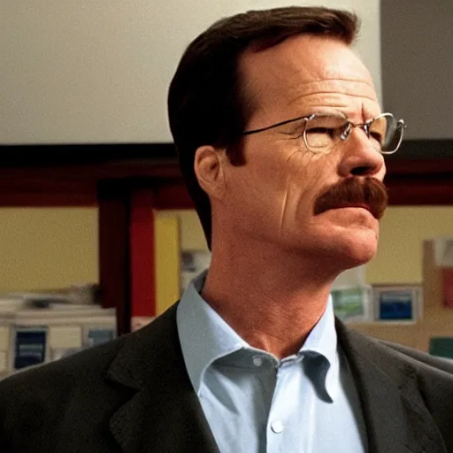 Prompt: the office scene of walter white is dwight schrutte