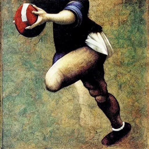 Image similar to Olivia Newton-John playing football by Leonardo da Vinci