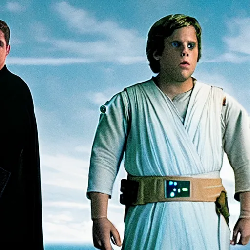 Image similar to jonah hill as luke skywalker in star wars episode 6, 8k resolution, full HD, cinematic lighting, award winning, anatomically correct