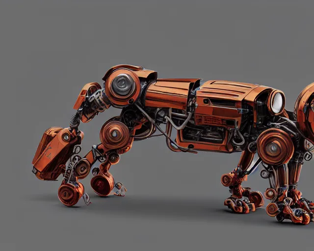 Image similar to dachshund robot, mechanical, machine, octane render, concept art, sharp focus, hyper - realistic, intricate, detailed, eduard pronin, luka mivsek, ruan jia