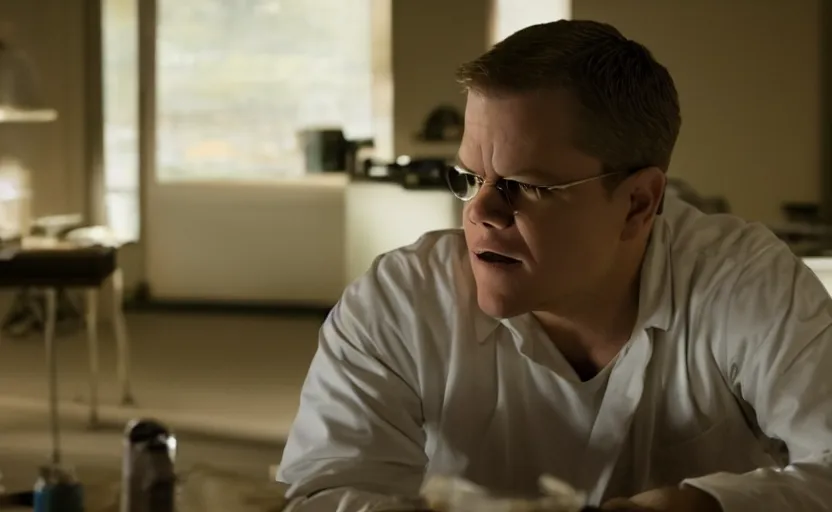 Prompt: Matt Damon as Todd Alquist in 'Breaking Bad' (2013), movie still frame, oscar nominated cinematography, volumetric lighting, 8k resolution, beautiful composition