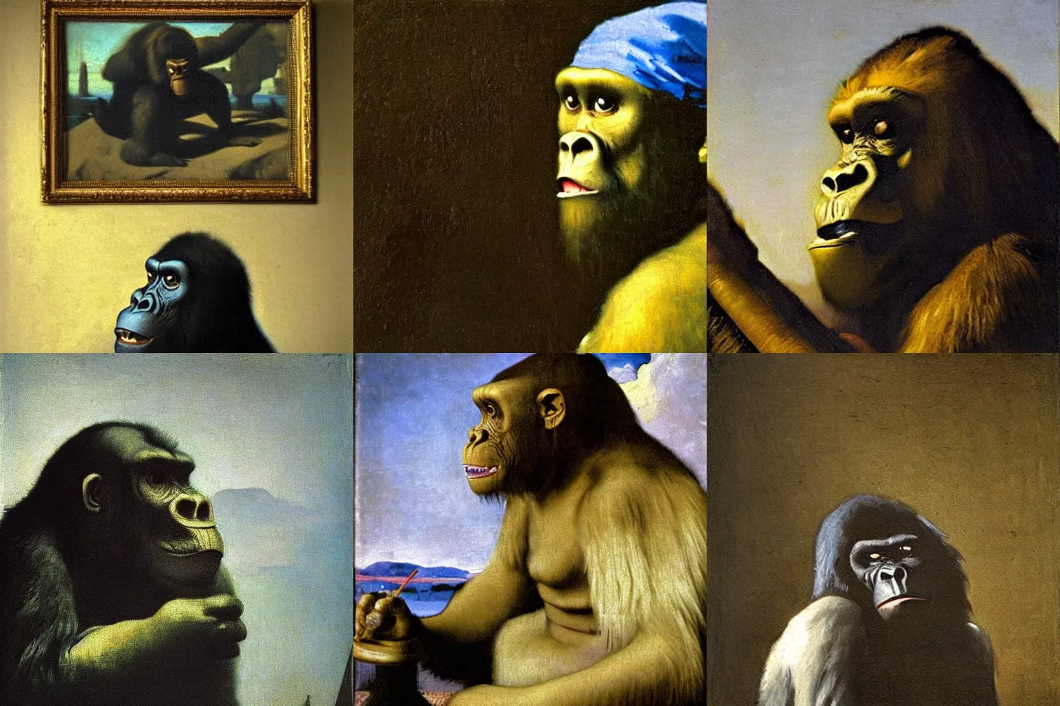 Prompt: lost painting of King Kong by Vermeer, considered priceless masterpiece