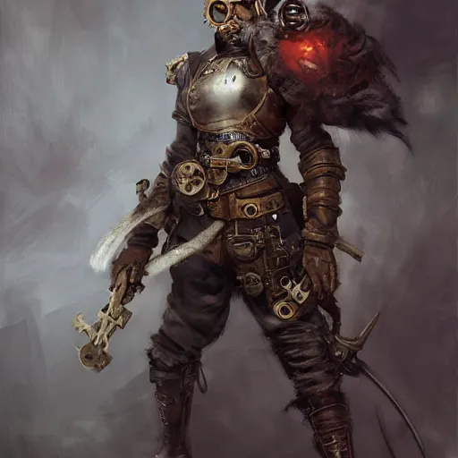 Image similar to steampunk rat warrior, by ruan jia