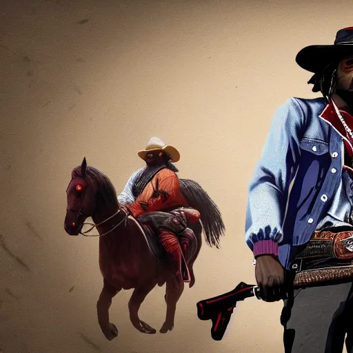 Image similar to Rapper Chief Keef In red dead redemption 2 digital art 4K quality super realistic